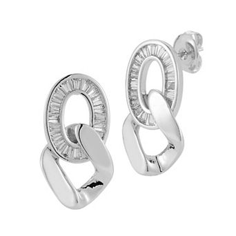 WINX Cubic Zirconia Baguette Interlocking Link Drop Earrings