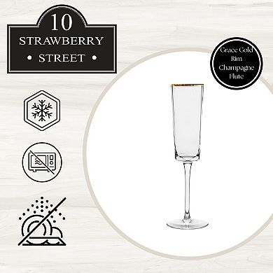 10 Strawberry Street 4-Piece Grace Gold Rim Glassware Flute Set