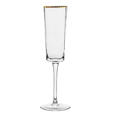 10 Strawberry Street 4-Piece Grace Gold Rim Glassware Flute Set