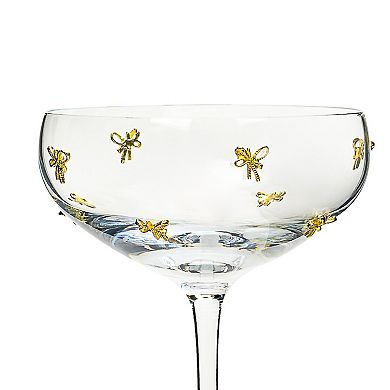 10 Strawberry Street 4-Piece Gold Bow Coupe Glassware Set