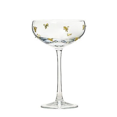 10 Strawberry Street 4-Piece Gold Bow Coupe Glassware Set
