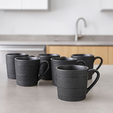 10 Strawberry Street 6-Piece Onyx Shadow Mug Set