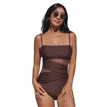 Women's Cupshe Chic One-Piece Monokini Swimsuit with Mesh Inserts