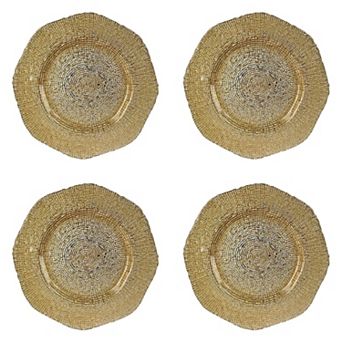 10 Strawberry Street Citrine Glass Charger Set of 4