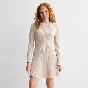 Juniors' Rewind Rib Knit Sweater Dress