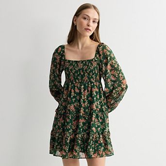 Juniors' Rewind Long Sleeve Lurex Clip Dot Dress