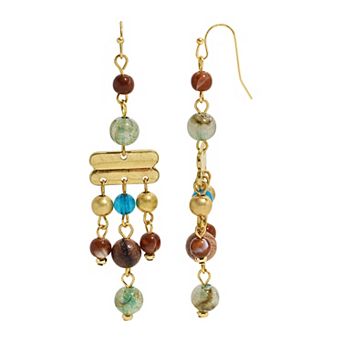 Emberly Gold Tone Bead Bar Earrings