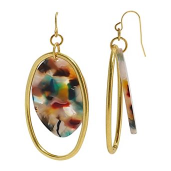 Emberly Gold Tone Oval Multi Drop Earrings