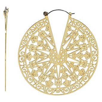 Emberly Gold Tone Filigree Disc Earrings