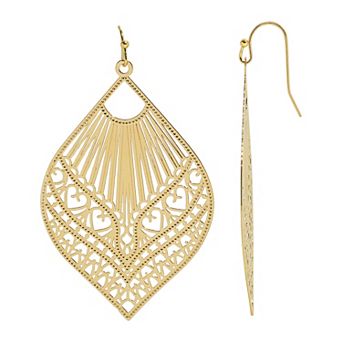 Emberly Gold Tone Filigree Drip Earrings