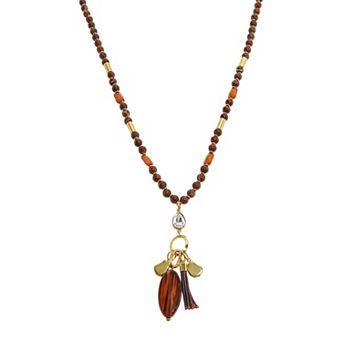 Emberly Gold Tone Bead Pendant Necklace