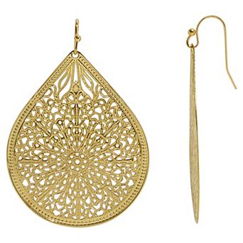 Emberly Gold Tone Filigree Statement Earrings