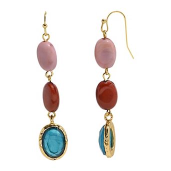 Emberly Gold Tone Liner Bead Dangle Earrings