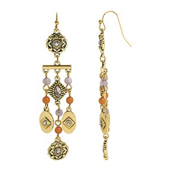 Emberly Gold Tone Antique Bar Linear Earrings