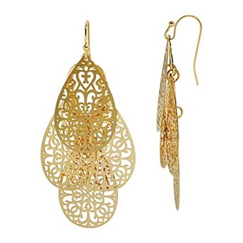 Emberly Gold Tone Filigree Chandelier Earrings
