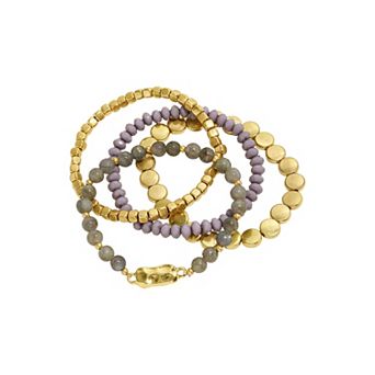 Emberly Gold Tone 4 pc Beaded Bracelet Set