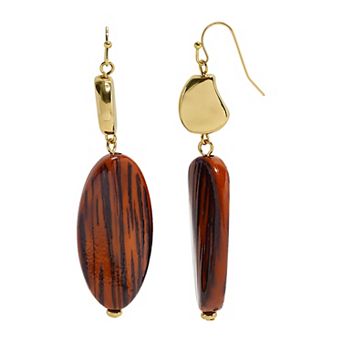 Emberly Gold Tone Double Bead Drop Nickel Free Earrings