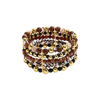 Emberly Gold Tone Animal Bead Coil Bracelet