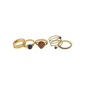 Emberly Gold Tone 5-Pack Ring Set