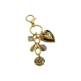 Emberly Gold Tone Heart Bag Charm
