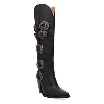 Dingo Spurwest Women's Leather Knee-High Boots With Buckle Detail