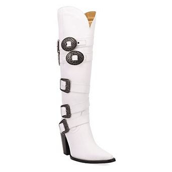 Dingo Spurwest Women's Leather Knee-High Boots With Buckle Detail