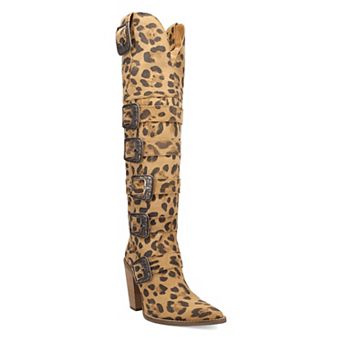 Dingo Bucked Off Women's Leather Knee-High Boots With Buckle Detail