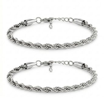 Men's STUDIO 1913 2 pc Stainless Steel Rope Chain Bracelet Set