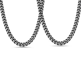 Men's STUDIO 1913 2 pc Stainless Steel Father & Son Brushed Finish Curb Chain Necklace Set