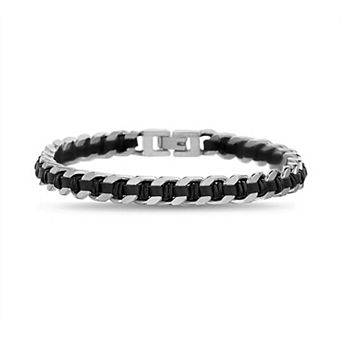 Men's STUDIO 1913 Stainless Steel & Leather Woven Bracelet