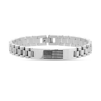 Men's STUDIO 1913 Stainless Steel American Flag Bar Bracelet