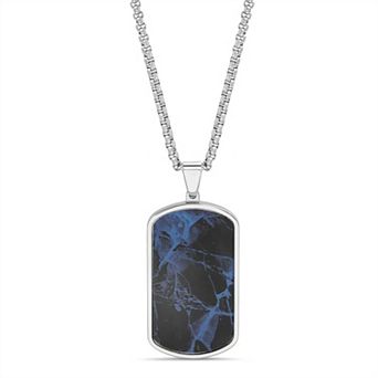 Men's STUDIO 1913 Stainless Steel Jasper Dog Tag Pendant Necklace