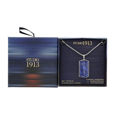Men's STUDIO 1913 Stainless Steel Jasper Dog Tag Pendant Necklace