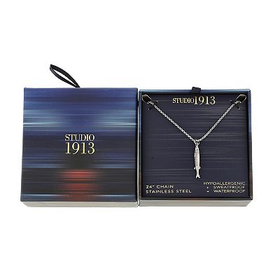 Men's STUDIO 1913 Stainless Steel Fish Charm Pendant Necklace