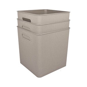 Belle Maison 3-Pack Fluted Cube Wheatstraw Bins