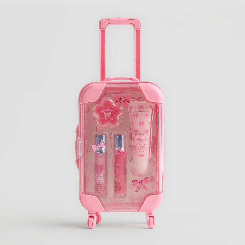Simple Pleasures 5-Piece Rolling Suitcase Case Lip Gloss Set