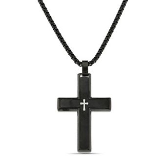 Men's STUDIO 1913 Stainless Steel Box Chain Cross Pendant Necklace