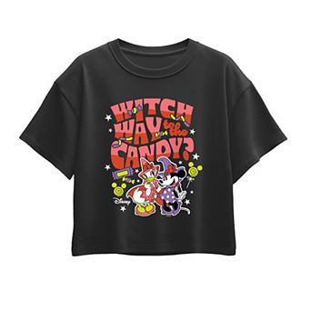 Girls 7-16 Disney's Minnie & Daisy Witch Way To The Candy? Boxy Tee