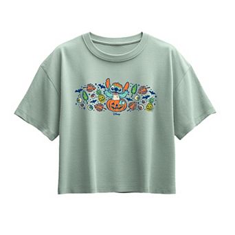 Girls 7-16 Disney's Lilo & Stitch Pumpkin Florals Boxy Tee