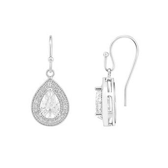 PRIMROSE Fine Silver Plated Cubic Zirconia Teardrop Drop Earrings
