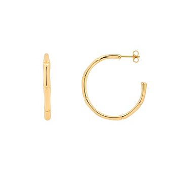 PRIMROSE 14k Gold Flash Plated Polished Bamboo C-Hoop Earrings