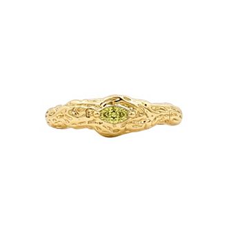 PRIMROSE 14k Gold Flash Plated Textured Marquise Cubic Zirconia Birthstone Band Ring
