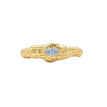 PRIMROSE 14k Gold Flash Plated Textured Marquise Cubic Zirconia Birthstone Band Ring