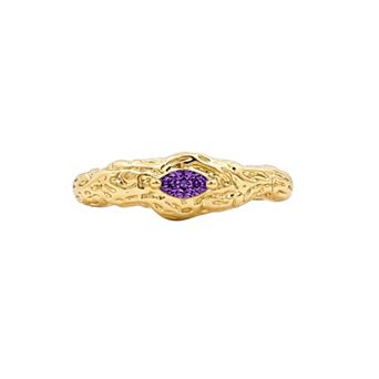 PRIMROSE 14k Gold Flash Plated Textured Marquise Cubic Zirconia Birthstone Band Ring