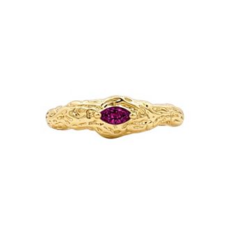 PRIMROSE 14k Gold Flash Plated Textured Marquise Cubic Zirconia Birthstone Band Ring