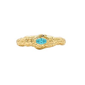 PRIMROSE 14k Gold Flash Plated Textured Marquise Cubic Zirconia Birthstone Band Ring