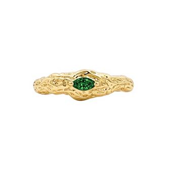 PRIMROSE 14k Gold Flash Plated Textured Marquise Cubic Zirconia Birthstone Band Ring