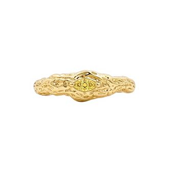 PRIMROSE 14k Gold Flash Plated Textured Marquise Cubic Zirconia Birthstone Band Ring