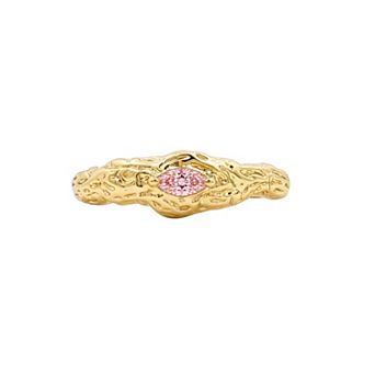PRIMROSE 14k Gold Flash Plated Textured Marquise Cubic Zirconia Birthstone Band Ring