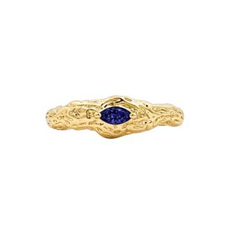 PRIMROSE 14k Gold Flash Plated Textured Marquise Cubic Zirconia Birthstone Band Ring